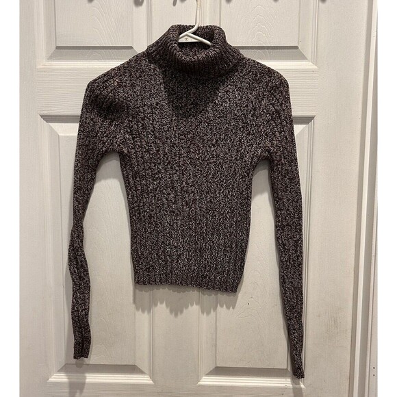 Energie Womens Sweater Size Medium Y2K Ribbed Turtleneck Stretch Marled Brown‎ - Picture 1 of 6